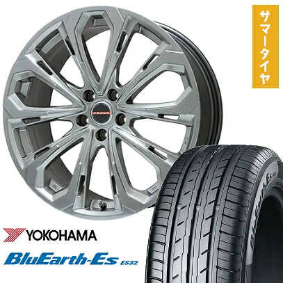 【取付対象】205/60R16 夏タイヤ ホイール4本セット YOKOHAMA ブルーアース ES32 (5/114車用) BIGWAY LEYSEEN プラバ5X(クロームハイパーシルバー) 16インチ【送料無料】