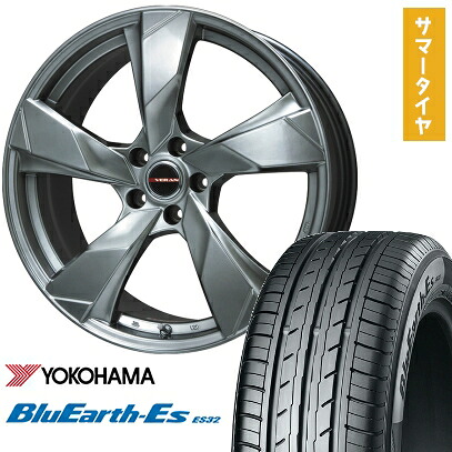 【取付対象】225/35R19 夏タイヤ ホイール4本セット YOKOHAMA ブルーアース ES32 (5/114車用) PREMIX ヴェランV(クロームハイパーシルバー) 19インチ【送料無料】