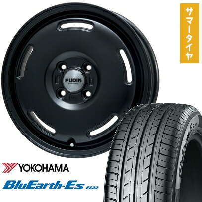 【取付対象】165/55R15 夏タイヤ ホイール4本セット N-BOX タントカスタム ワゴンR YOKOHAMA ブルーアース ES32 PREMIX プディン(マットブラック) 15インチ【送料無料】