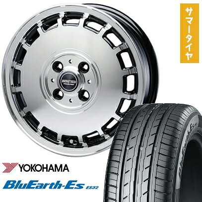 【取付対象】155/65R14 夏タイヤ ホイール4本セット N-BOX タントカスタム ワゴンR YOKOHAMA ブルーアース ES32 BLEST バーンズテック KTストリーム 14インチ【送料無料】