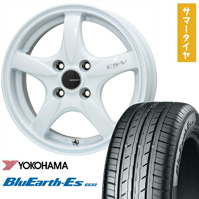 【取付対象】195/55R16 夏タイヤ ホイール4本セット YOKOHAMA ブルーアース ES32 (4/100車用) LEHRMEISTER CS-V(ホワイト) 16インチ【送料無料】