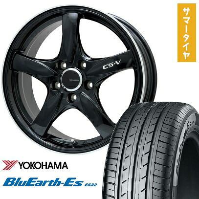【取付対象】225/50R18 夏タイヤ ホイール4本セット YOKOHAMA ブルーアース ES32 (5/114車用) LEHRMEISTER CS-V(グロスブラック/リムポリッシュ) 18インチ【送料無料】