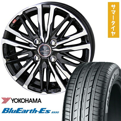【取付対象】185/70R14 夏タイヤ ホイール4本セット YOKOHAMA ブルーアース ES32 (4/100車用) KYOHO スマック クレスト 14インチ【送料無料】