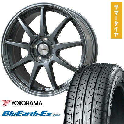 【取付対象】215/50R17 夏タイヤ ホイール4本セット YOKOHAMA ブルーアース ES32 (5/114車用) LEHRMEISTER LMスポーツLM-QR ガンメタ/ラインポリッシュ 17インチ【送料無料】