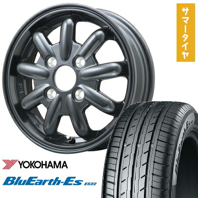 【取付対象】165/70R14 夏タイヤ ホイール4本セット YOKOHAMA ブルーアース ES32 (4/100車用) BRANDLE-LINE ストレンジャーKST-9改(ブラック) 14インチ【送料無料】