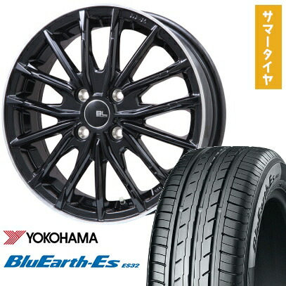 【取付対象】205/65R15 夏タイヤ ホイール4本セット YOKOHAMA ブルーアース ES32 (5/114車用) BRANDLE-LINE DF-10M グロスブラック/リムポリッシュ 15インチ【送料無料】