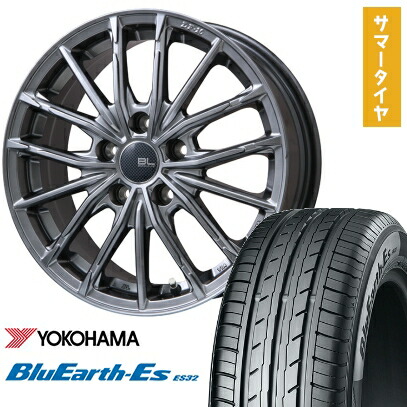 【取付対象】195/60R16 夏タイヤ ホイール4本セット YOKOHAMA ブルーアース ES32 (5/114車用) BRANDLE-LINE DF-10M ハイパーグレー 16インチ【送料無料】|アークタイヤ 店