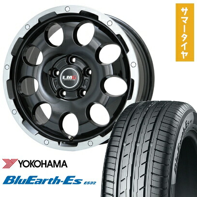 【取付対象】225/55R18 夏タイヤ ホイール4本セット YOKOHAMA ブルーアース ES32 (5/114車用) LEHRMEISTER LMG CS-9 ブラック/ブラッククリアリム 18インチ【送料無料】