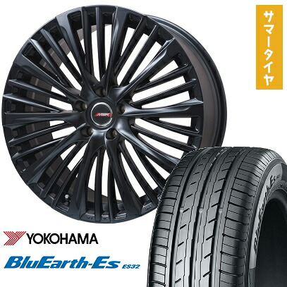 【取付対象】225/45R18 夏タイヤ ホイール4本セット (5/114車用) YOKOHAMA ブルーアース ES32 PREMIX MER-X(マットブラック) 18インチ【送料無料】|アークタイヤ 店
