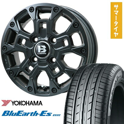 【取付対象】145/80R12 夏タイヤ ホイール4本セット YOKOHAMA ブルーアース ES32 (軽自動車用) ビッグウエイ B-LUGNAS BRD(マットブラック) 12インチ【送料無料】