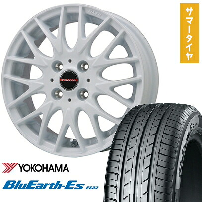【取付対象】 165/65R15 夏タイヤ ホイール4本セット YOKOHAMA ブルーアース ES32 (軽自動車用) ビッグウエイ LEYSEEN プラバ9MJrII ホワイト 15インチ【送料無料】