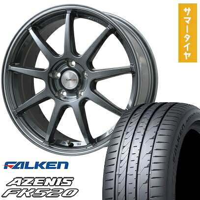【取付対象】225/45R18 夏タイヤ ホイール４本セット (5/114車用) FALKEN アゼニス FK520L LEHRMEISTER LMスポーツLM-QR ガンメタ/ラインポリッシュ 18インチ【送料無料】｜アークタイヤ 店