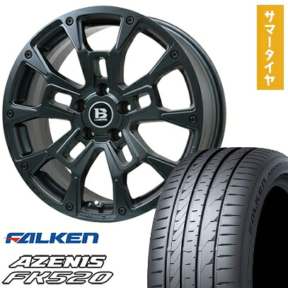 【取付対象】235/55R18 夏タイヤ ホイール4本セット (5/114車用) FALKEN アゼニス FK520L ビッグウエイ B-LUGNAS BRD(マットブラック) 18インチ【送料無料】|アークタイヤ 店