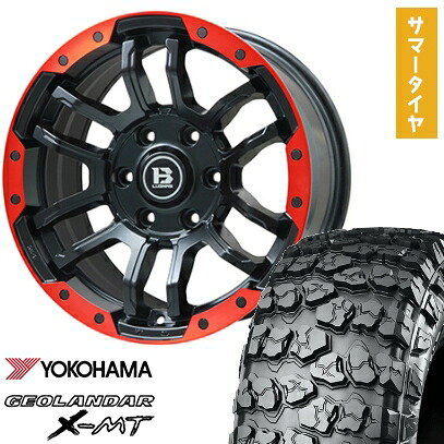 【取付対象】35X12.5R17 夏タイヤ ホイール4本セット YOKOHAMA ジオランダー X-MT G005 (6/139車用) BIGWAY B-LUGNAS FRD(マットブラック/レッドリム) 17インチ【送料無料】