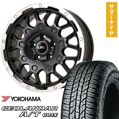 【取付対象】225/60R17 夏タイヤ ホイール4本セット YOKOHAMA ジオランダー A/T G015 OWL/RBL (5/114車用) LEHRMEISTER LMG MS-9W ブラック/ブラッククリアリム 17インチ【送料無料】