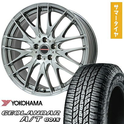 【取付対象】225/60R17 夏タイヤ ホイール4本セット YOKOHAMA ジオランダー A/T G015 OWL/RBL (5/100車用) BIGWAY LEYSEEN プラバ9M(クロームハイパーシルバー) 17インチ【送料無料】