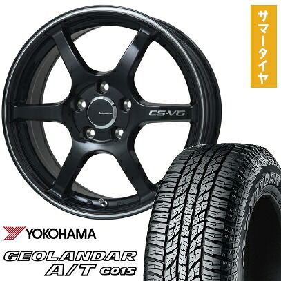 【取付対象】225/60R17 夏タイヤ ホイール4本セット YOKOHAMA ジオランダー A/T G015 OWL/RBL (5/100車用) LEHRMEISTER CS-V6(グロスブラック/ラインポリッシュ) 17インチ【送料無料】