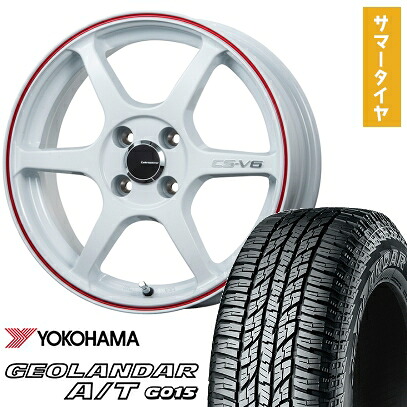 【取付対象】165/55R15 夏タイヤ ホイール4本セット N-BOX タントカスタム ワゴンR YOKOHAMA ジオランダー A/T G015 RBL LEHRMEISTER CS-V6(ホワイト/レッドライン) 15インチ【送料無料】 55,980円