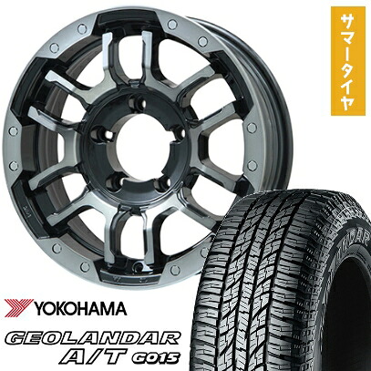 【取付対象】185/85R16 夏タイヤ ホイール4本セット ジムニー YOKOHAMA ジオランダー A/T G015 WL/RBL BIGWAY B-LUGNAS FRD(ブラックポリッシュ/ブラッククリア) 16インチ【送料無料】