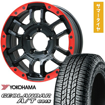 【取付対象】185/85R16 夏タイヤ ホイール4本セット ジムニー YOKOHAMA ジオランダー A/T G015 WL/RBL BIGWAY B-LUGNAS FRD(マットブラック/レッドリム) 16インチ【送料無料】｜アークタイヤ 店