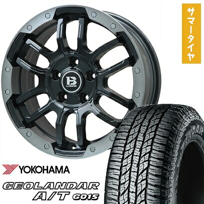 【取付対象】225/65R17 夏タイヤ ホイール4本セット YOKOHAMA ジオランダー A/T G015 OWL/RBL (5/114車用) BIGWAY B-LUGNAS FRD(マットブラック/ブラッククリアリム) 17インチ【送料無料】|アークタイヤ 店