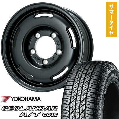 【取付対象】185/85R16 夏タイヤ ホイール4本セット ジムニー YOKOHAMA ジオランダー A/T G015 WL/RBL PREMIX プディン(マットブラック) 16インチ【送料無料】