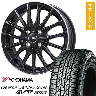 【取付対象】165/60R15 夏タイヤ ホイール4本セット YOKOHAMA ジオランダー A/T G015 RBL (軽自動車用) BRANDLE-LINE DF-10M グロスブラック/リムポリッシュ 15インチ【送料無料】