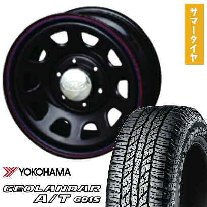 【取付対象】215/65R16 夏タイヤ ホイール4本セット ハイエース200系 YOKOHAMA ジオランダー A/T G015 WL/RBL 109/107S AWC デイトナIIリバース ブラック 16インチ【送料無料】