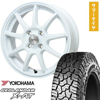 【取付対象】165/60R15 夏タイヤ ホイール4本セット YOKOHAMA ジオランダー X-AT G016 (4/100車用) LEHRMEISTER LMスポーツLM-QR ホワイト 15インチ【送料無料】｜アークタイヤ 店