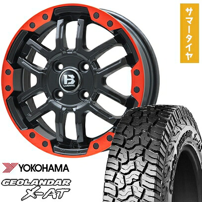 【取付対象】235/70R16 夏タイヤ ホイール4本セット YOKOHAMA ジオランダー X-AT G016 OWL (5/114車用) BIGWAY B-LUGNAS FRD(マットブラック/レッドリム) 16インチ【送料無料】