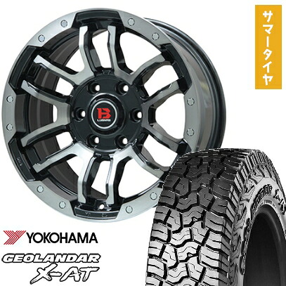 【取付対象】35X12.5R17 夏タイヤ ホイール4本セット YOKOHAMA ジオランダー X-AT G016 (6/139車用) BIGWAY B-LUGNAS FRD(ブラックポリッシュ/ブラッククリア) 17インチ【送料無料】