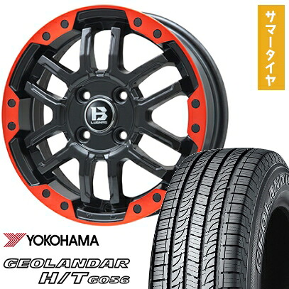 【取付対象】245/70R16 夏タイヤ ホイール4本セット YOKOHAMA ジオランダー H/T G056 (5/114車用) BIGWAY B-LUGNAS FRD(マットブラック/レッドリム) 16インチ【送料無料】