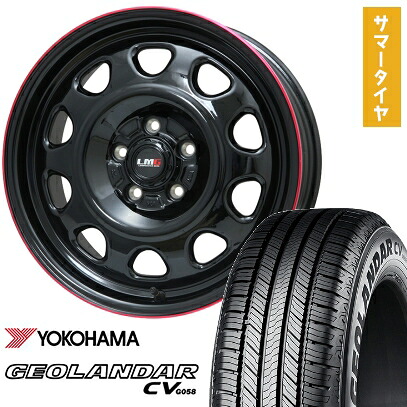 【取付対象】215/70R16 夏タイヤ ホイール4本セット YOKOHAMA ジオランダー CV G058 (5/114車用) LEHRMEISTER LMG OFF-STYLE(グロスブラック/レッドリム) 16インチ【送料無料】