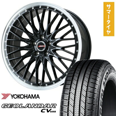 【取付対象】215/50R18 夏タイヤ ホイール4本セット YOKOHAMA ジオランダー CV G058 (5/114車用) PREMIX MER PROMESH グロスブラック/リムポリッシュ 18インチ【送料無料】|アークタイヤ 店