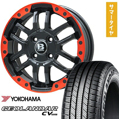 【取付対象】235/70R16 夏タイヤ ホイール4本セット YOKOHAMA ジオランダー CV G058 (5/114車用) BIGWAY B-LUGNAS FRD(マットブラック/レッドリム) 16インチ【送料無料】