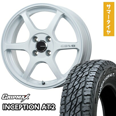 【取付対象】 165/65R15 夏タイヤ ホイール4本セット GRIPMAX インセプション A/TII RWL(限定) (軽自動車用) レアマイスター CS-V6(ホワイト) 15インチ【送料無料】｜アークタイヤ 店