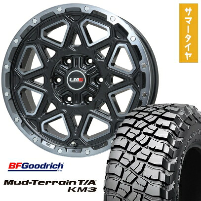 【取付対象】265/65R17 夏タイヤ ホイール4本セット プラド BFグッドリッチ マッドテレーンT/A KM3 レアマイスター LMG モンタグナ(ブラックポリッシュ/ブラッククリア) 17インチ【送料無料】|アークタイヤ 店