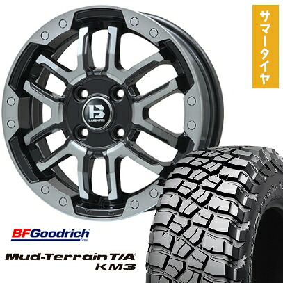 【取付対象】245/70R16 夏タイヤ ホイール4本セット BFグッドリッチ マッドテレーンT/A KM3 (5/114車用) BIGWAY B-LUGNAS FRD(ブラックポリッシュ/ブラッククリア) 16インチ【送料無料】｜アークタイヤ 店