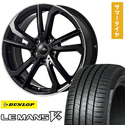 【取付対象】225/40R18 夏タイヤ ホイール4本セット DUNLOP ルマン V+(ファイブプラス) (5/100車用) BRANDLE-LINE レツィオ ブラックリムポリッシュ 18インチ【送料無料】