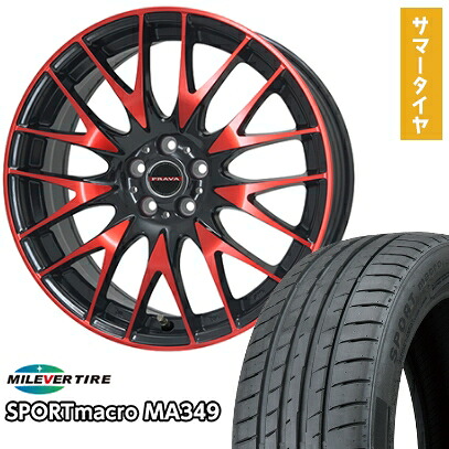 【新品国産5穴114.3車】 夏タイヤ ホイール4本セット 245/35R20 ミレバー スポーツマクロ MA349（限定） ビッグウエイ LEYSEEN プラバ9M(レッドクリア) 20インチ(送料無料)