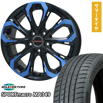 【新品国産5穴114.3車】 夏タイヤ ホイール4本セット 245/35R20 ミレバー スポーツマクロ MA349（限定） ビッグウエイ LEYSEEN プラバ5X(ブルークリア) 20インチ(送料無料) 75,405円