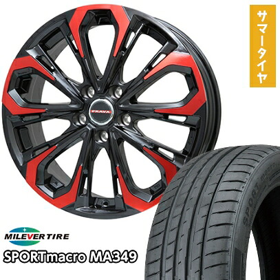 【新品国産5穴114.3車】 夏タイヤ ホイール4本セット 245/35R20 ミレバー スポーツマクロ MA349（限定） ビッグウエイ LEYSEEN プラバ5X(レッドクリア) 20インチ(送料無料)