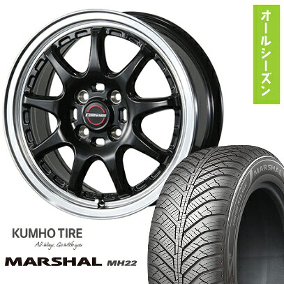 【取付対象】165/60R15 オールシーズンタイヤ ホイール４本セット 軽自動車用（ハスラー） デリカミニ(4WD) KUMHO マーシャル MH22 オールシーズン(限定) ブレスト ユーロマジック タイプSC-9 15インチ【送料無料】