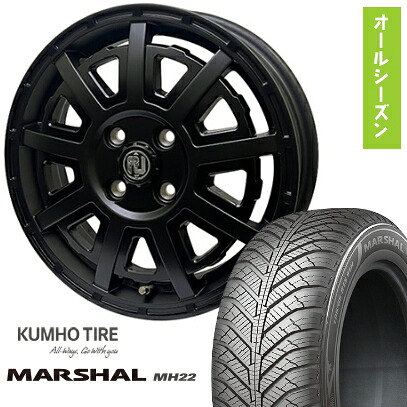 【取付対象】165/60R15 オールシーズンタイヤ ホイール４本セット 軽自動車用（ハスラー） デリカミニ(4WD) KUMHO マーシャル MH22 オールシーズン(限定) リヴァイ オフロード プラスティックボム 15インチ【送料無料】