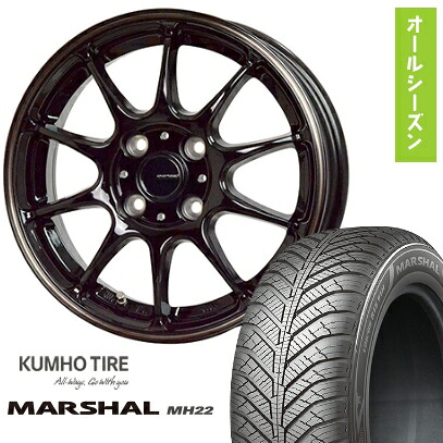 【取付対象】165/60R15 オールシーズンタイヤ ホイール４本セット 軽自動車用（ハスラー） デリカミニ(4WD) KUMHO マーシャル MH22 オールシーズン(限定) ホットスタッフ ジースピード P-07 15インチ【送料無料】