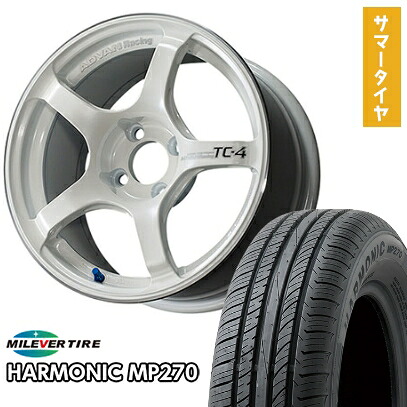【取付対象】185/55R15 夏タイヤ ホイール４本セット (4/100車用) MILEVER ハーモニック MP270(限定) ヨコハマ アドバンレーシング TC4 15インチ【送料無料】
