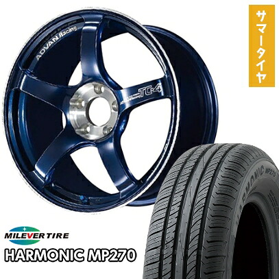 【取付対象】185/55R15 夏タイヤ ホイール４本セット (4/100車用) MILEVER ハーモニック MP270(限定) ヨコハマ アドバンレーシング TC4 SE 15インチ【送料無料】