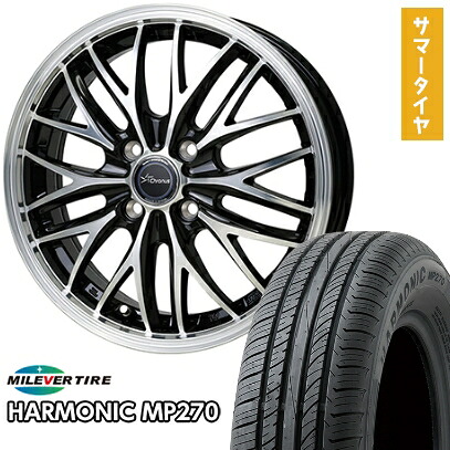 【取付対象】185/55R15 夏タイヤ ホイール４本セット (4/100車用) MILEVER ハーモニック MP270(限定) ホットスタッフ クロノス CH-113 15インチ【送料無料】