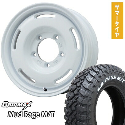 【取付対象】195/80R15 夏タイヤ ホイール4本セット ジムニーシエラ GRIPMAX マッドレイジM/T RWL(限定) PREMIX プディン(ホワイト) 15インチ【送料無料】｜アークタイヤ 店