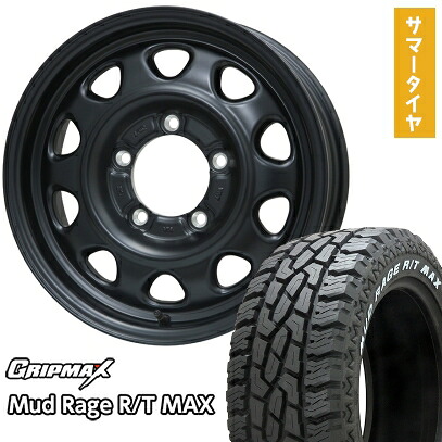 【取付対象】195/80R16 夏タイヤ ホイール4本セット ジムニー GRIPMAX マッドレイジR/T MAX RWL(限定) LEHRMEISTER LMG OFF-STYLE(マットブラック) 16インチ【送料無料】｜アークタイヤ 店